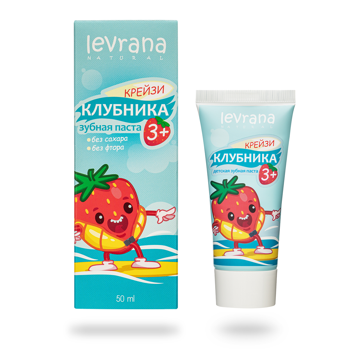 Детская зубная паста со вкусом клубники 3+, 50 мл.
