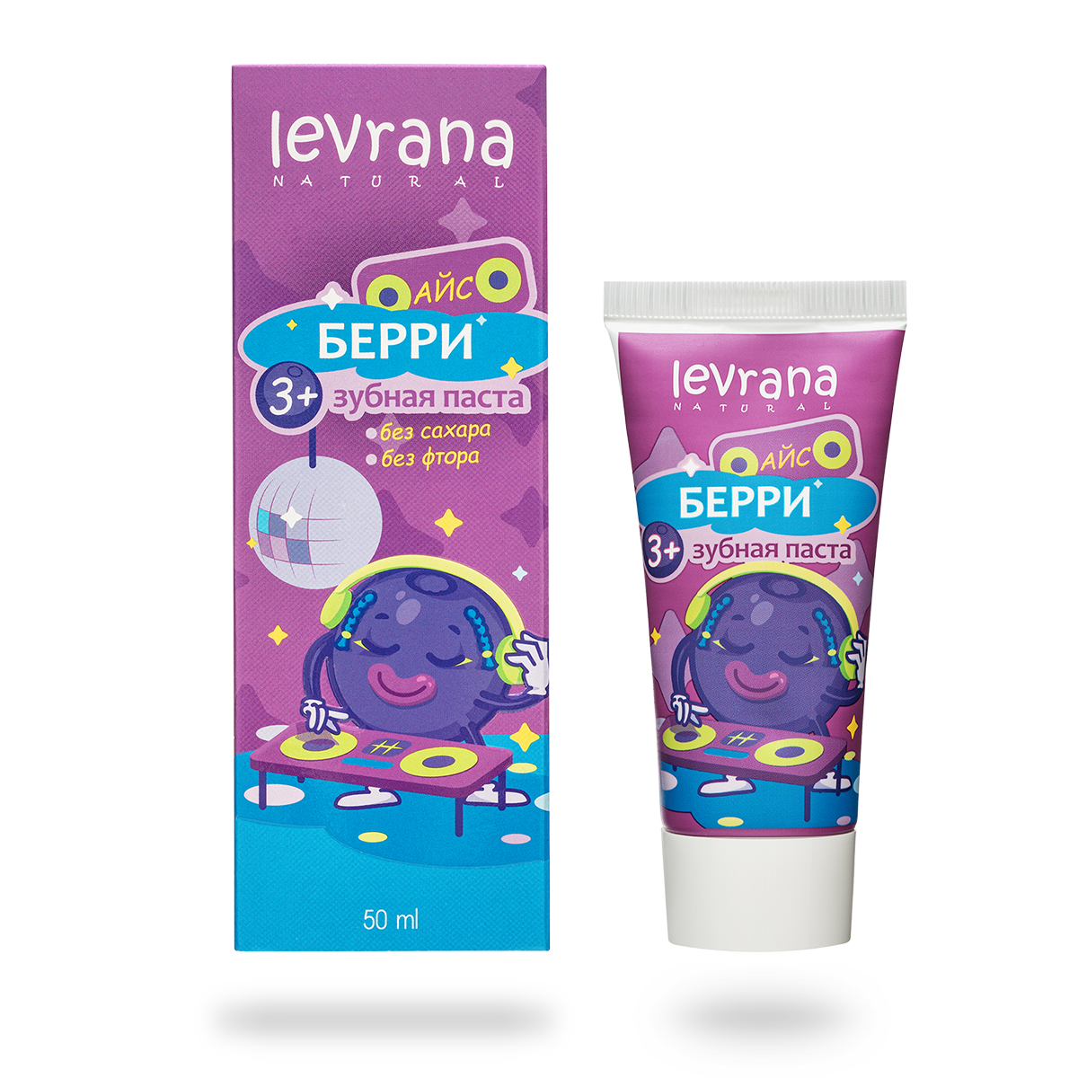 Детская зубная паста со вкусом черники и мяты 3+, 50 мл.